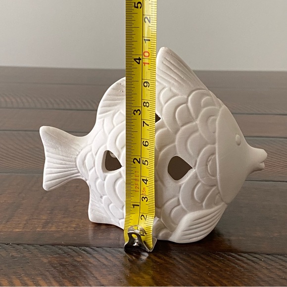 Set of 2 Light-up Ceramic Fish for Nautical Decor Customizable/ Paintable - Picture 11 of 13